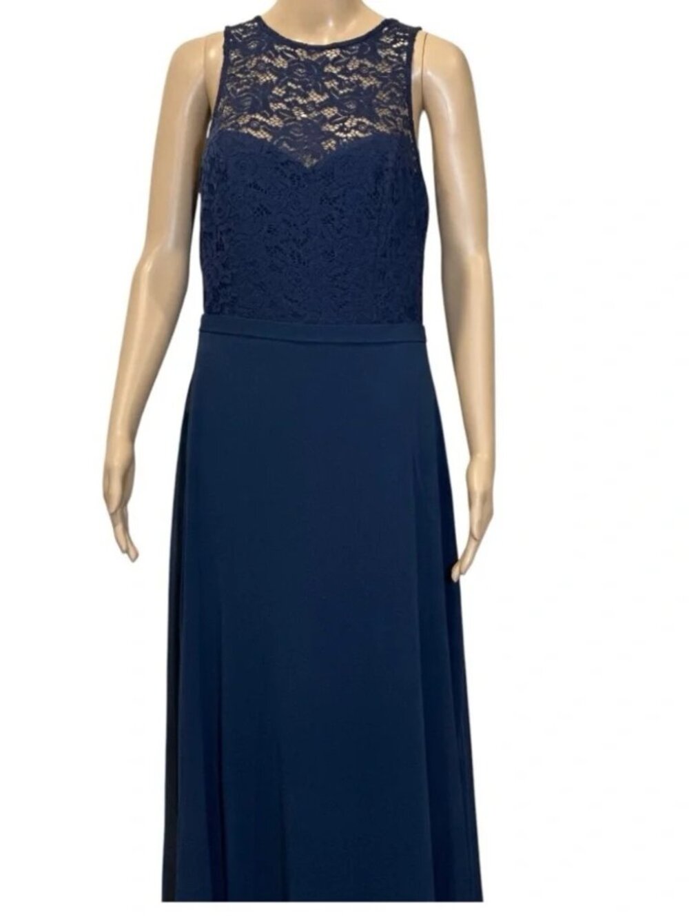 LEVKOFF Bridesmaid Dress Navy- Chiffon/Lace Multi Sizes A-Line